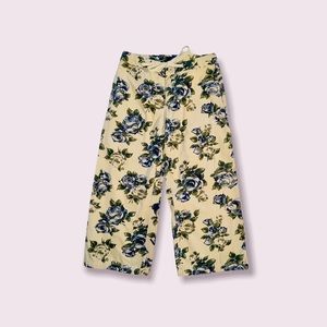 Blue Dot Floral Wide Leg Cropped Chinos